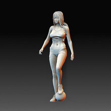 calcio ragazza carattere testa corpo alto poli arte 3d print model - Mito3D