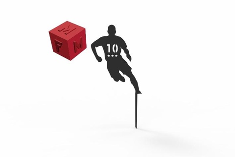 soccer player 3 star cake topper caketopper decoration football number 10 argentina champion argentine 3d print model - Mito3D