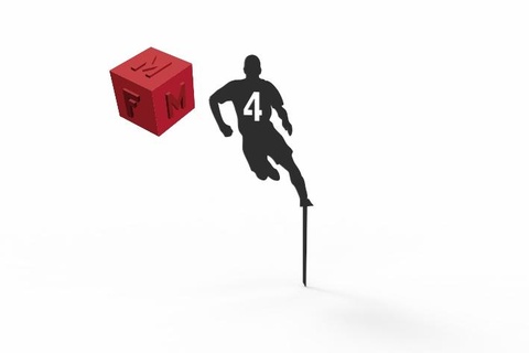 soccer player cake topper caketopper decoration number 4 football 3d print model - Mito3D