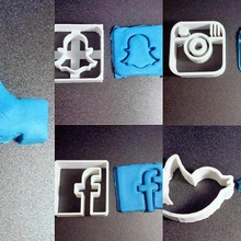 social cookies cutter pack home instagram twitter facebook snapchat like 3d print model - Mito3D