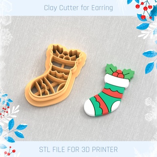 calcetines Navidad polímero arcilla cortador herramientas arete stl joyería joya cortadores año invierno 3d print model - Mito3D