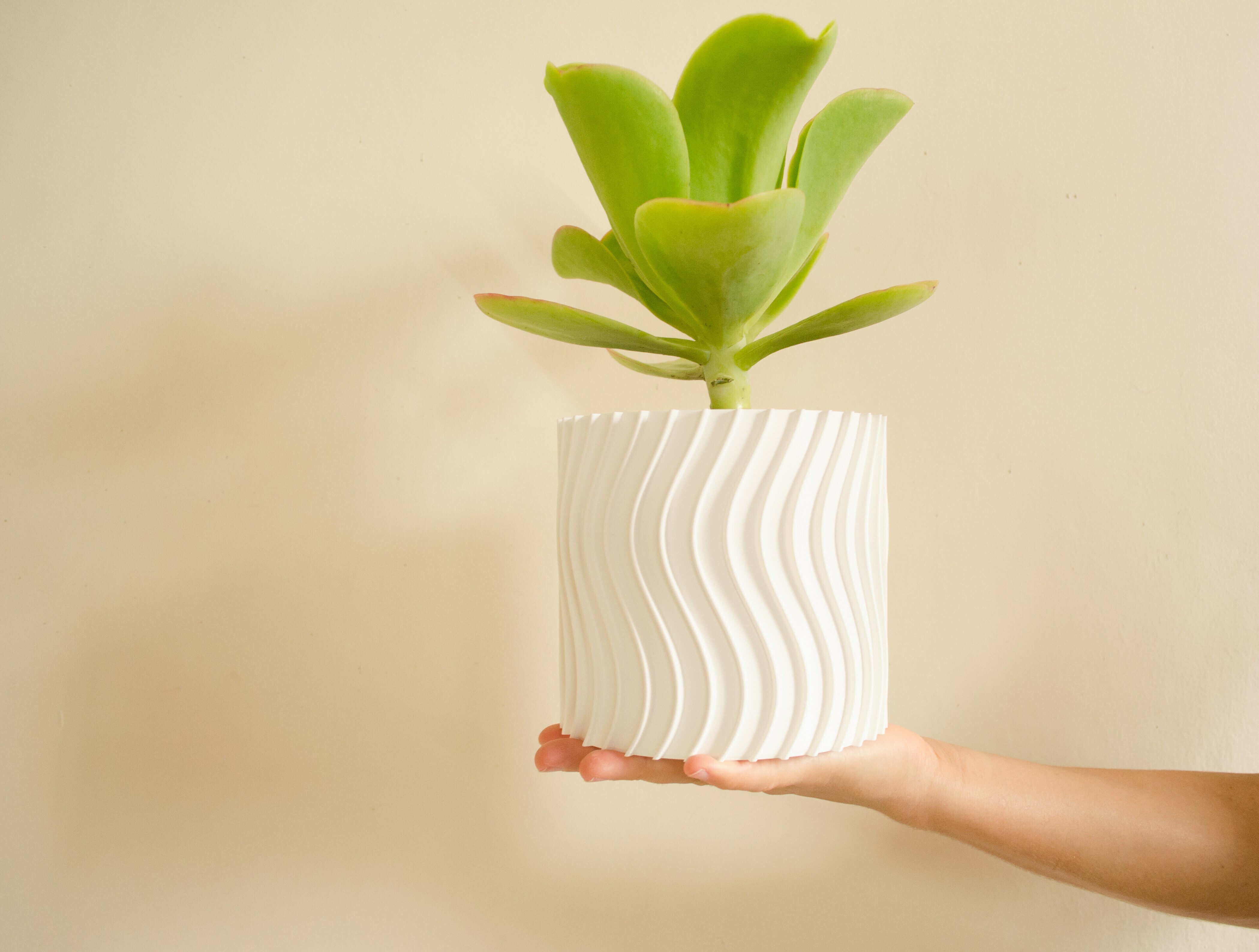 Sanft Wellen Pflanzer Topf Vase Vasen Modus Vasemode klein geometrisch Blume Spiral low poly verdrehte stl Datei modern organisch Bonsai Kaktus 3D print model - Mito3D