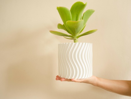 soft waves planter pot vase vases mode vasemode small geometric flower spiral low-poly twisted stl file modern organic bonsai cactus 3d print model - Mito3D