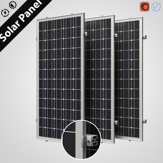 solar panel battery sun glass element panels lighting current voltage flap facade exterior power station sunny rays  3d print model - Mito3D
