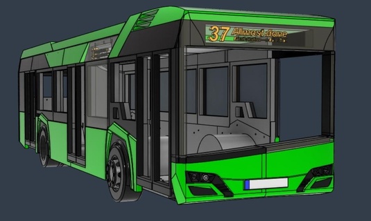Solaris Urbino 12 Qualität cad Modell 1 24 Rahmen einfach drucken Bus rc 64 3d print model - Mito3D