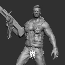 soldato gioco rambo esercito militare pistola arma fanteria combattente mercenario macchina combattere uomo braccia 3d Stampa statua figura miniature figurine 3d print model - Mito3D
