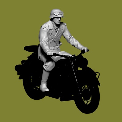 soldier rider wwii people character diorama art motorcycle bmw harley driver man diecast 1 64 body 32 mockup miniature human miniatures figurines 3d print model - Mito3D
