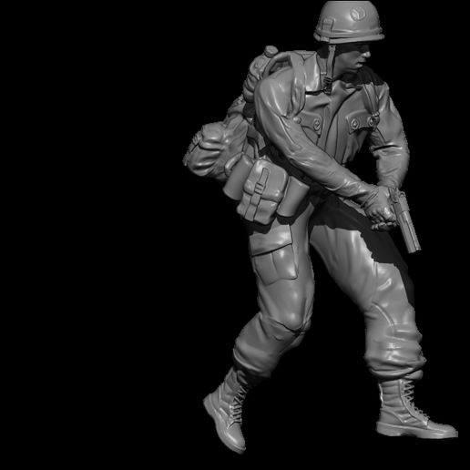 soldier running gun game vietnam war military weapon 3D print model - Mito3D
