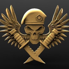 soldier skull bas-relief cnc art bas relief router sign logo 3d print model - Mito3D