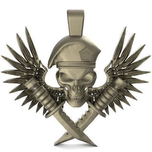soldier skull pendant jewelry art fashion keychain military 3D print model - Mito3D