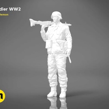 soldado de la guerra mundial 2 figura modelo 3d art humanos los militares historia arma fuego rifle ww juguete pirfes juego fantasía no molestar cuerpo junta batalla 3d print model - Mito3D