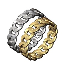 solid cuban link chain band 3d print model ring gold printable jewelry jewellery pattern fashion silver chunky sterling stackable luxury men bling rap hiphop rings menring 3d print model - Mito3D