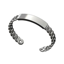 solid engravable tag cuban link chain cuff bracelet 3d print model printable jewelry jewellery fashion silver chunky sterling luxury cuba name engraving initials bling hiphop cuffbracelet bracelets 3d print model - Mito3D
