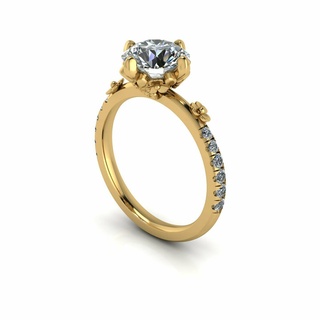 solitaire diamant bague r035 or bijoux luxe engagement imprimable mariage anneaux argent mode brillant platine Budha cnc 3d print model - Mito3D
