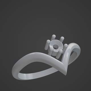 solitário pico joalheria 3d coração impressão culto argolas 3d print model - Mito3D