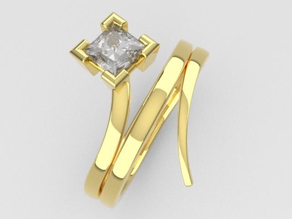 solitário Princesa serpente anel joalheria anel anel solitário jóia 3d print model - Mito3D