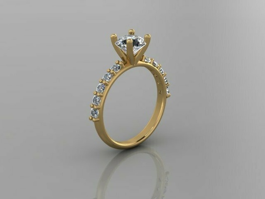 solitaire ring gold simple so litere wedding engagement printable diamond 3d print model - Mito3D