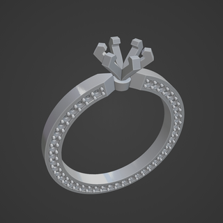 solitario piedras lados joyería joya 3d corazón impresión culto anillos 3d print model - Mito3D