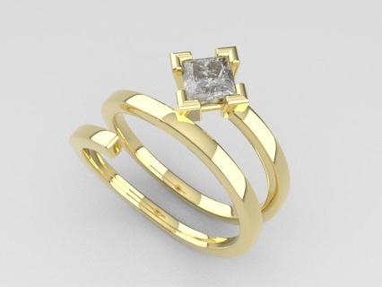 Solitär verdreifachen Band Diamant Schmuck Ring Juwel 3d print model - Mito3D