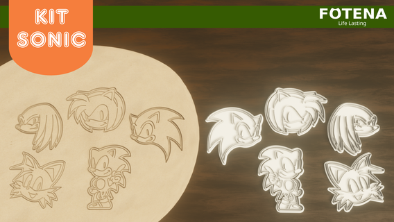 sonic kit cookie cutters cutter knucles tails amy rose 3d print model - Mito3D
