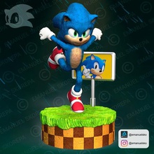 sonic versión en película varios dioram los juegos de video la estatua diorama figura impresión 3d stl sega 3d print model - Mito3D