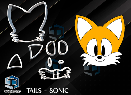 sonic tails cookie cutter 3d print model - Mito3D