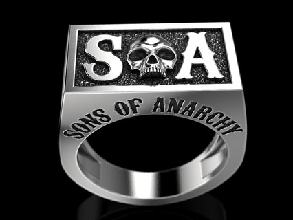 sons anarchy man jewelry print 3dprinted jewellery printable rings design ring jewel golden printabl printing gold prototyping silver biker 3d print model - Mito3D