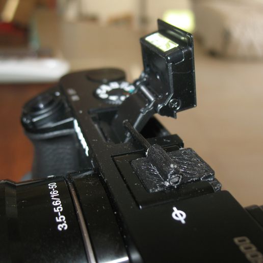 sony a6000 hot shoe cover & bounce flash gadget camera hotshoe 3D print model - Mito3D