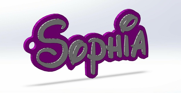 Sophia Disney anahtarlık yazı tipi isim etiket kimlik geri okul 3d print model - Mito3D