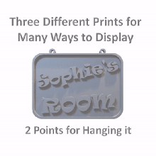 Sophie habitación firmar incluye escritorio estante soporte pared colgando puntos puerta montaje lleno elaboración resina placa 3d print model - Mito3D