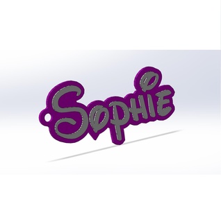 sophie Disney anahtarlık yazı tipi isim etiket kimlik geri okul 3d print model - Mito3D