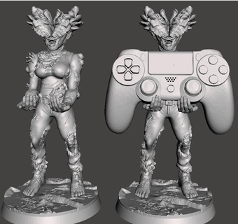 soporte joystick movil last us chasqueador clicke r clickejoel ellie zombie playstation figurine statue 3d print model - Mito3D