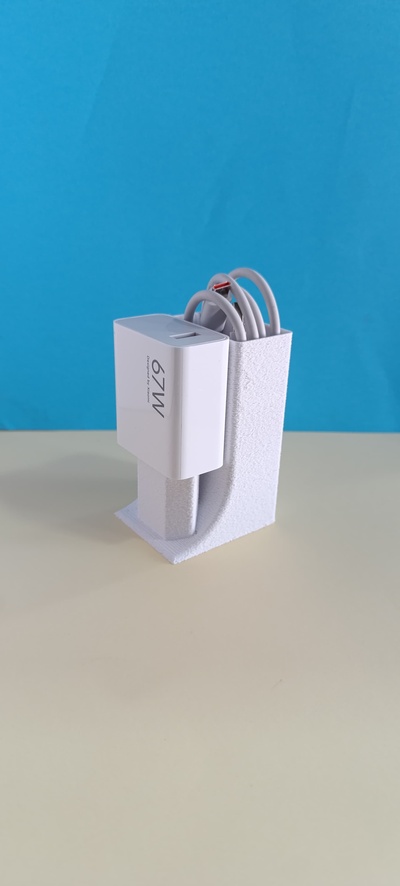 soporte paraca cargador cable hogar casa oficina orden colina baja escritorio 3d print model - Mito3D