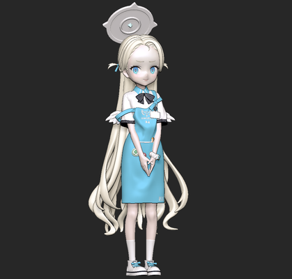 sora archivo azul stl 3d impresión anime juego niña waifu 3d print model - Mito3D