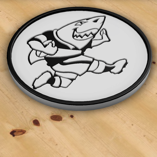 south african rugby - sharks - coaster - layered colour changes rugby south africa sport sharks coaster  3d print model - Mito3D