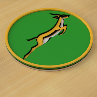 south african rugby - springbucks springbokke coaster layered colours 3 versions sport africa multi colour 3d print model - Mito3D