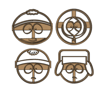 Sud parc coupeur biscuit mignonnes coupeurs biscuits charretier Kyle Stan Kenny 3d print model - Mito3D