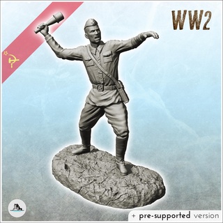 soviet assault soldier throwing hand grenade 8 - pre-supported version included army ww2 world east ostfront Game scenery figure statue miniatures resin character rpg terrain diaroma mini urss red eastern stalingrad second war 3d print model - Mito3D