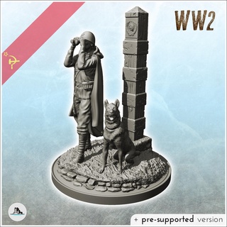 soviet guard observation dog post 9 - pre-supported version included army ww2 world east ostfront Game scenery figure statue miniatures resin character rpg terrain diaroma mini urss red eastern stalingrad second war 3d print model - Mito3D