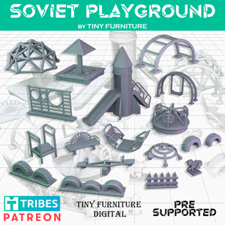 Soviético patio recreo juego mesa miniaturas rol caer d dnd pionero rpg 3d print model - Mito3D