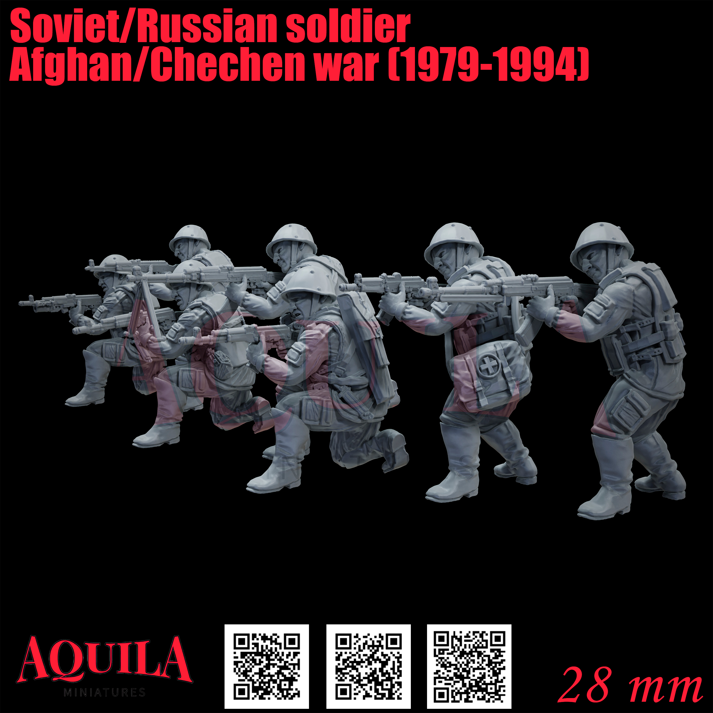 soviétique russe soldat afghan tchétchène guerre 1979 1994 v2 1 56 28mm 3D print model - Mito3D