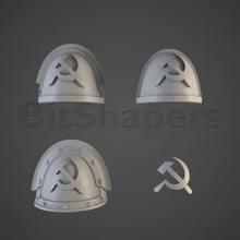soviet space soldiers shoulders vol2 tabletop scifi miniatures 28mm wargaming miniature 3d printing warhammer 40000 40k shoulder pad insignia russin cccp ussr marine 3d print model - Mito3D