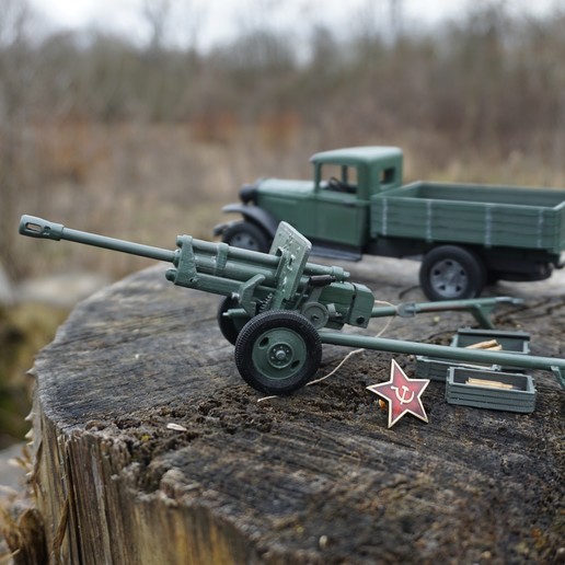 soviet wwii 76mm field cannon zis-3 cap gun ammo various toy history artillery mechanics physic 3D print model - Mito3D