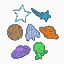 space alien kit x7 cookie cutter pack ship star jupiter planet spacecraft galacia sharp cookies moulds stamps design fondant mass kitchen drawing bookmark stamp 3d print model - Mito3D