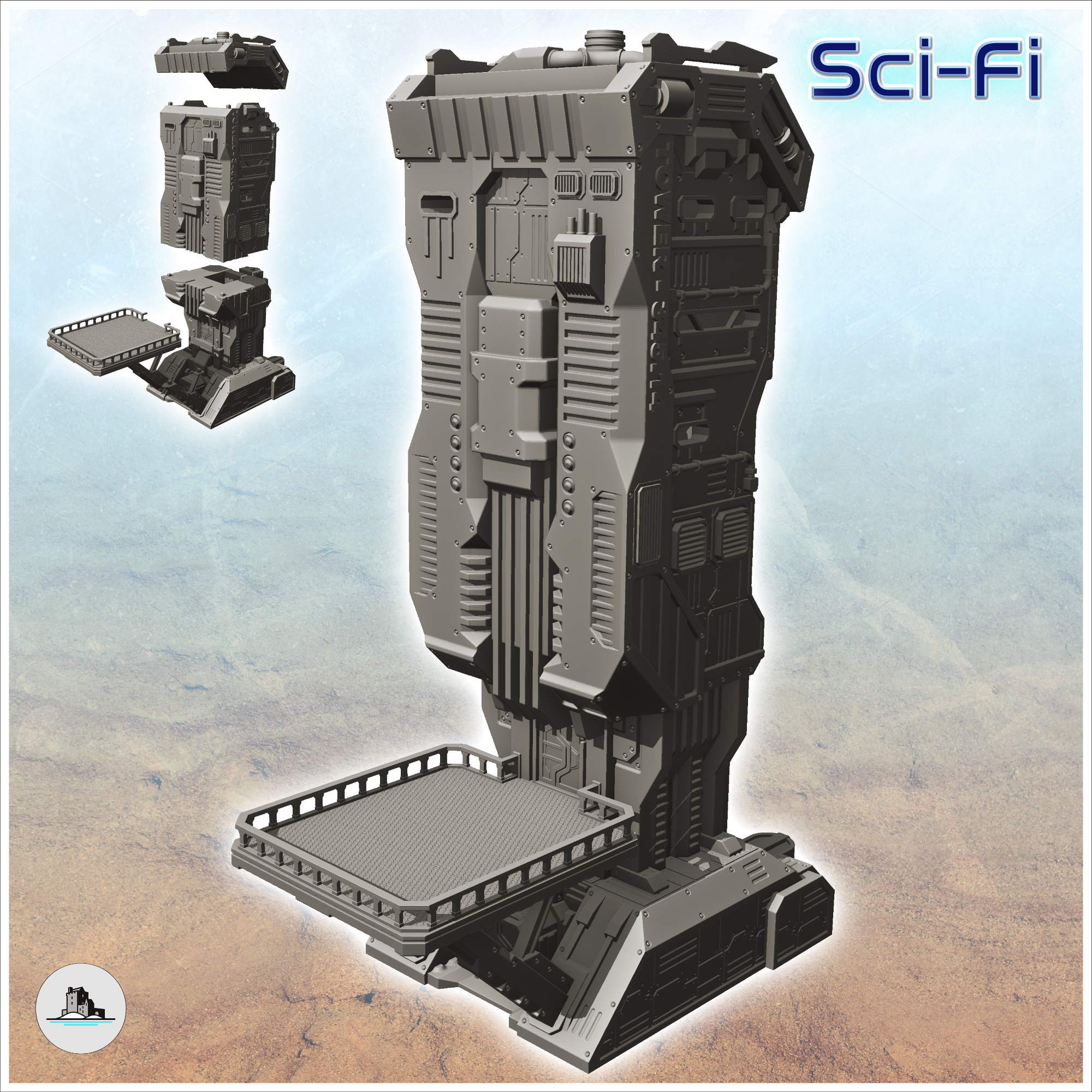 Uzay kontrol kule iniş platform 13 gelecek sci fi sf sonsuzluk arazi masaüstü bilimkurgu fütüristik Bilim kurgu Mars minyatürler savaş oyunu oyun Aksesuarlar bina star savaşlar Battletech dnd imparatorluk koruma denizciler Warforged 28mm 3D print model - Mito3D