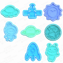 space cookie cutter set 8 earth mars astronaut rocket planet stamp cookies cook home cithen cutters 3d print model - Mito3D
