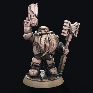 space dwarf leader sci-fi scifi future dwarves hammer 3d print model - Mito3D