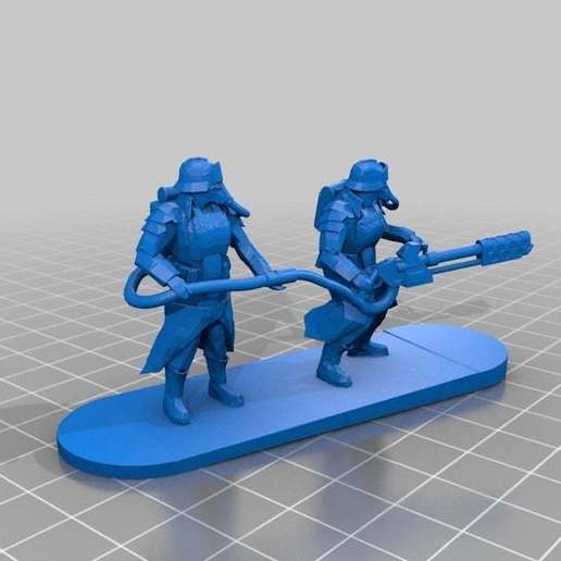 spazio pesanti flammenwerfer equipaggio art persone heavy flamer lanciafiamme death korps krieg 3D print model - Mito3D