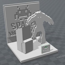 space ınvader diorama çeşitli arcade retrogaming ınvaders 3d print model - Mito3D