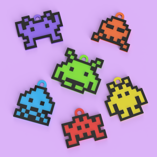 space invaders 8 bits keychains pack 3d print model - Mito3D